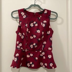 Banana Republic burgundy floral peplum blouse